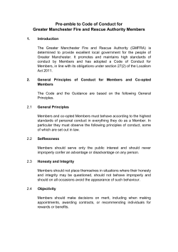 Pre-amble to Code of Conduct for Greater Manchester Fire and
