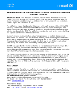 BACKGROUND NOTE ON SOMALIA`S RATIFICATION OF THE