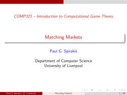 Matching Markets - Computer Science Intranet