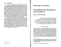 Hans Urs von Balthasar. The Fathers, the Scholastics, and