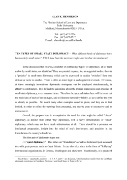 Ten Types of Small State Diplomacy -- What different kinds