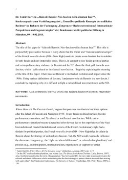 Dr. Tamir Bar-On: &bdquo;Alain de Benoist: Neo