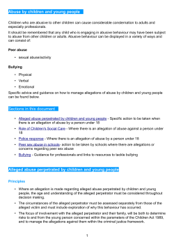 Abuse by children and young people Sections in this document