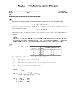 Kinetics &ndash; Free Response Sample Questions