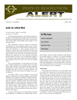 In This Issue Inside the Judicial Mind