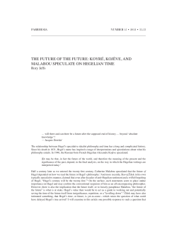 the future of the future: koyr&eacute;, koj&egrave;ve, and malabou speculate on