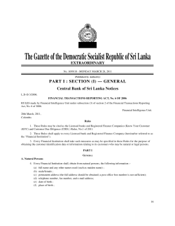 The Gazette of the Democratic Socialist Republic of Sri Lanka