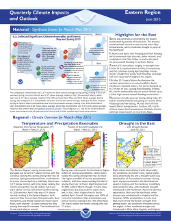 Quarterly Climate Impacts and Outlook Eastern Region