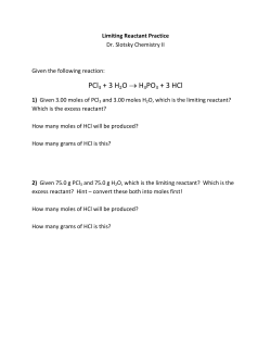 PCl3 + 3 H2O &rarr; H3PO3 + 3 HCl