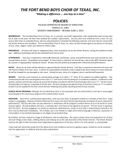 Chorister Policies - Fort Bend Boys Choir