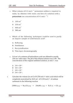 CfE AHC Unit 3b Problems Volumetric Analysis