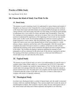 Practice of Bible Study 1B. Choose the Kind of Study You Wish To