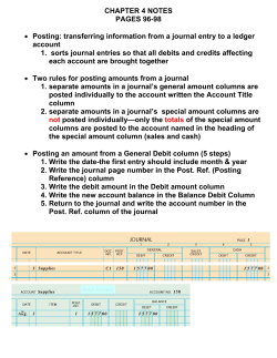 CHAPTER 4 NOTES PAGES 96-98 &bull; Posting