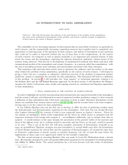 AN INTRODUCTION TO DATA ASSIMILATION The