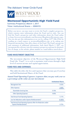 The Advisors` Inner Circle Fund Westwood Opportunistic High Yield