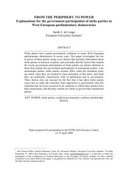 From the Periphery to Power (niche parties in Western Europe)