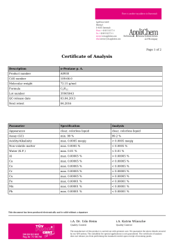 Certificate of Analysis