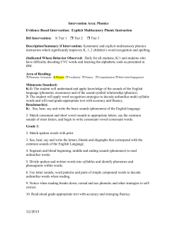 Phonics Evidence Based Intervention