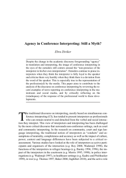 Agency in Conference Interpreting: Still a Myth?