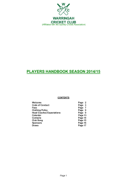 Player Handbook 2015-16 - Warringah Cricket Club