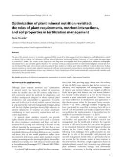 Optimization of plant mineral nutrition revisited: the roles of plant