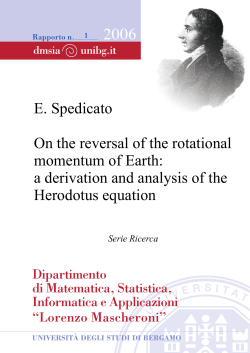 E. Spedicato On the reversal of the rotational momentum of Earth: a