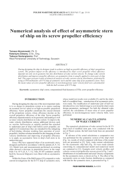 Numerical analysis of effect of asymmetric stern of ship on its screw