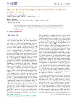 Physics 3, 53 (2010) The quest for dilute ferromagnetism in