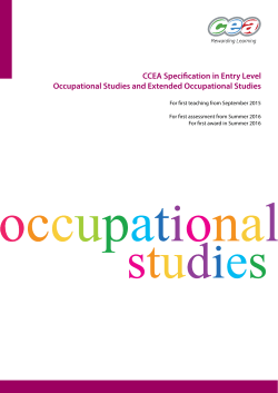 CCEA Specification in Entry Level Occupational Studies and