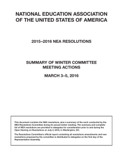 Summary of Winter Committee Meeting Actions