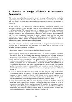 Section 6: Barriers to Energy Efficiency in Mechanical Engineering