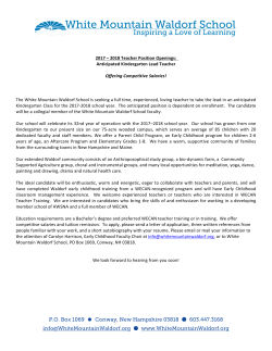 Anticipated Kindergarten Lead Teacher