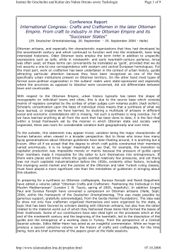 Conference Report International Congress: Crafts and Craftsmen in