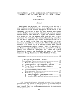 SOCIAL MEDIA AND THE WORKPLACE