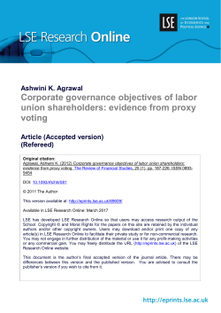 Corporate governance objectives of labor union shareholders