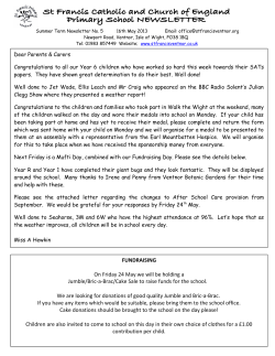 FUNDRAISING On Friday 24 May we will be holding a Jumble/Bric