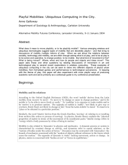 Playful Mobilities: Ubiquitous Computing in the City (Part I).