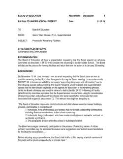 Board of Education FROM - Palo Alto Unified School District