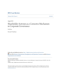 Shareholder Activism as a Corrective Mechanism in Corporate