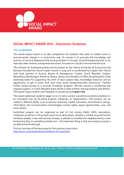 SOCIAL IMPACT AWARD 2016 &ndash; Submission Guidelines