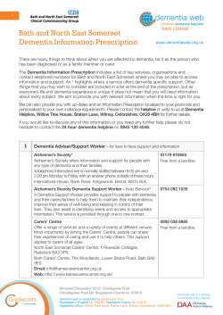 Bath and North East Somerset Dementia Information Prescription