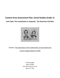 Content Area Assessment Plan: Social Studies Grade 11 Unit Topic