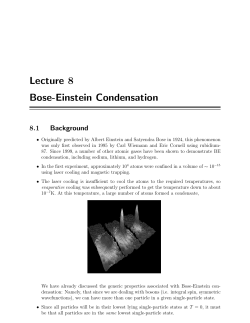 Lecture 8 Bose-Einstein Condensation