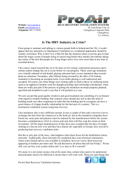 Is The HRV Industry in Crisis? - ProAir Heat Recovery Ventilation