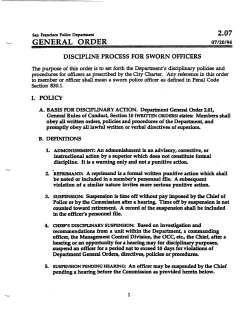 Discipline Process for Sworn Officers