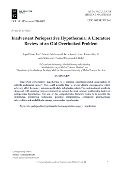 Inadvertent Perioperative Hypothermia: A