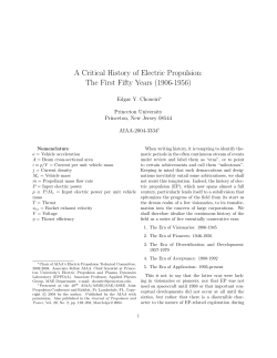 A Critical History of Electric Propulsion: The First