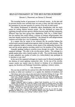 Self-Government in the Securities Business