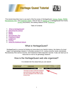 Heritage Quest Tutorial - North Olympic Library System