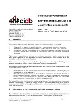 Joint Venture Arrangements (1013)